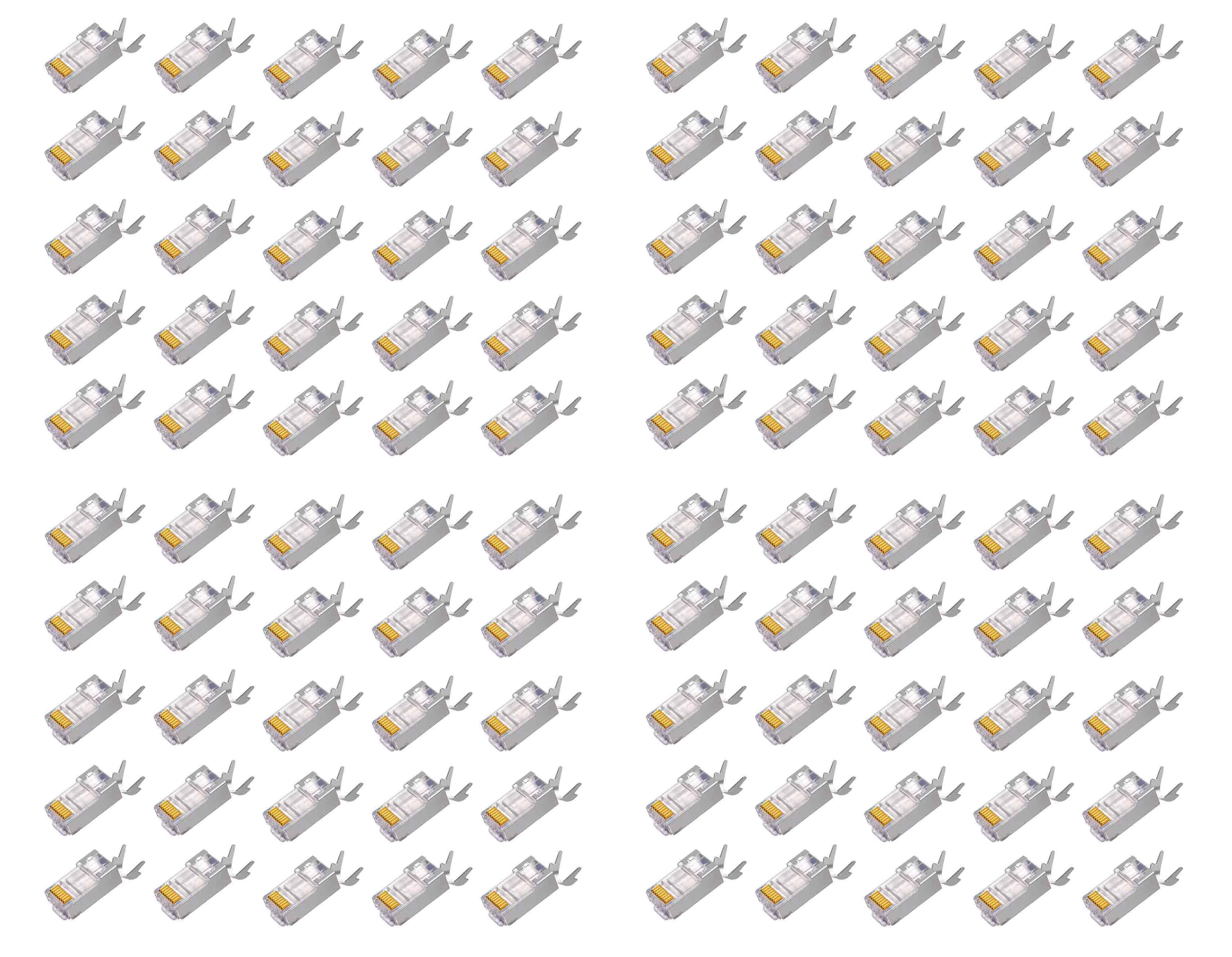 BOXNUBE RJ45 Cat7 Cat6A Crimping Connectors 8P8C Modular Plug 3 Prong Shielded FTP / STP Metal Connector | Dovetail Clip Design BOXNUBE RJ45 Cat7 Cat6A Crimping Connectors 8P8C Modular Plug 3 Prong Shielded FTP / STP Metal Connector | Dovetail Clip Design
